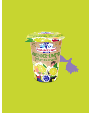 Holunder-Limette-Joghurt aus Heumilch